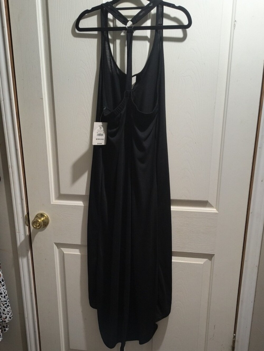Sleek Black High-Low Slip Dress with Racerback - Picture 2 of 5